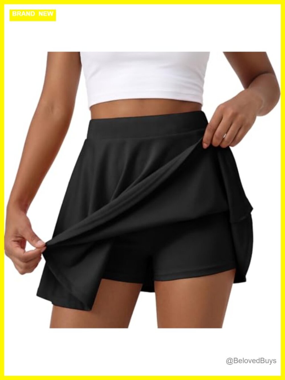 Women's Mini Skirt with Built-in Shorts High Waist A Line Skater Skorts